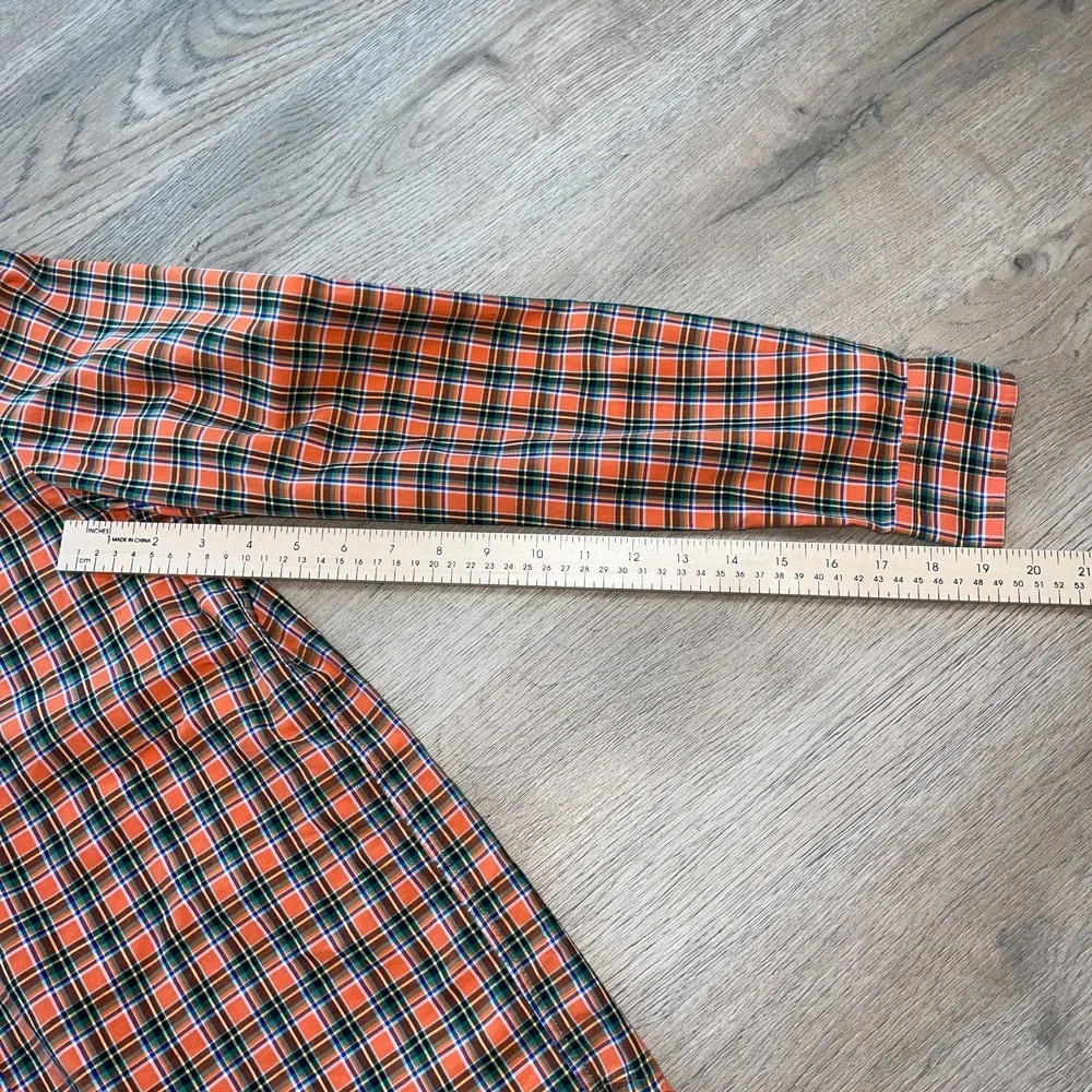 Ralph Lauren Boys XL 18-20 Plaid Button Down Shirt Orange Green Long Sleeve
